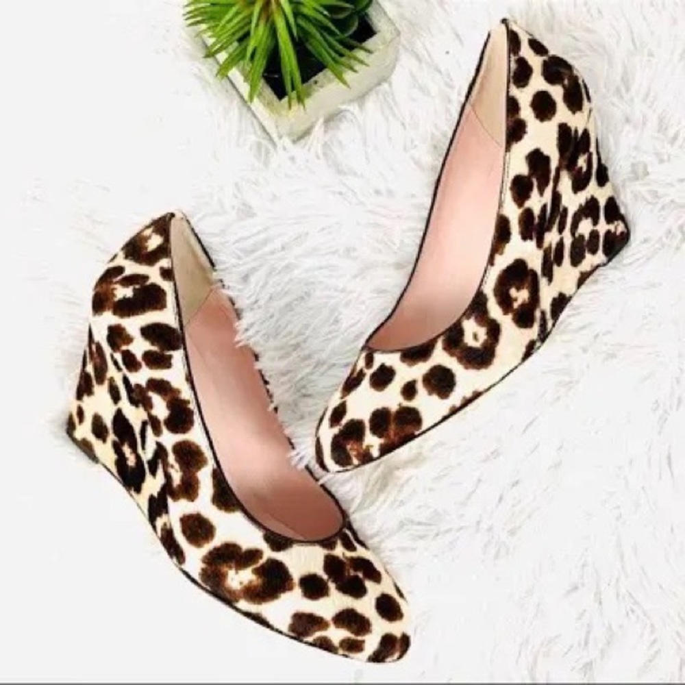 Kate Spade calf hair leopard wedges size 9.5